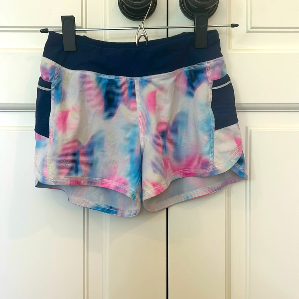 Athleta Girl Pink and Blue Patterned shorts, size 8-10